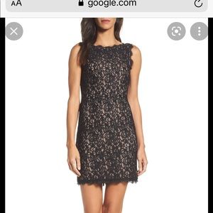 Adrianna papell lace overlay sheath dress. Black. Size 4